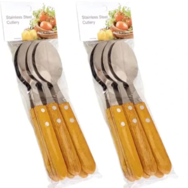 Cuillère à Manche en Bois / 6pcs