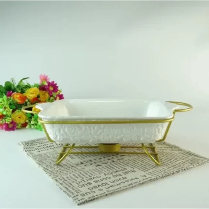 Plateau de Cuisson en Porcelaine avec Support