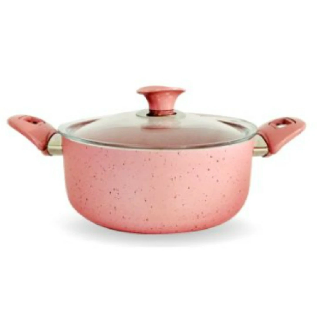 Casserole en Aluminium avec couvercle - 24 cm - Rose