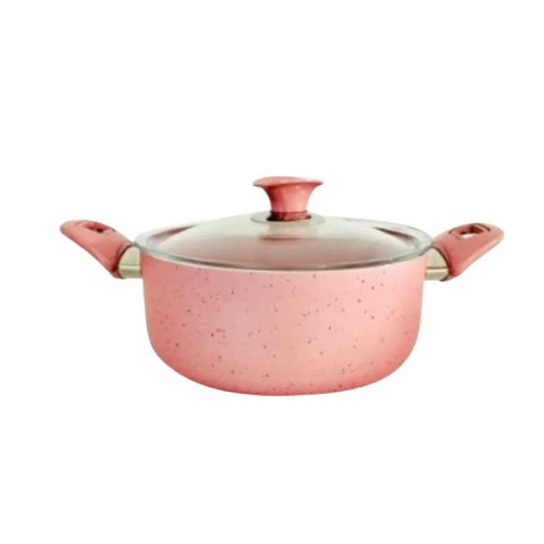 Casserole en Aluminium avec couvercle - 20 cm - Rose