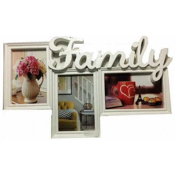 Cadre photo "Family" 40×25cm Blanc/Noir– 3 photos pour vos souvenirs en famille