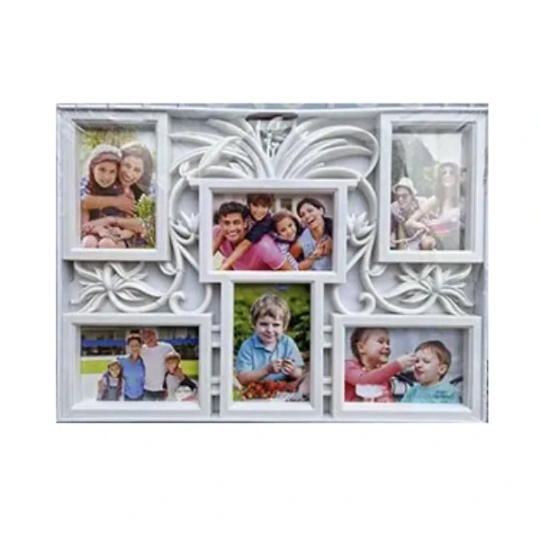 Cadre photo Collage 6 Photos 49×36cm Blanc/Bronze – Élégance et souvenirs réunis