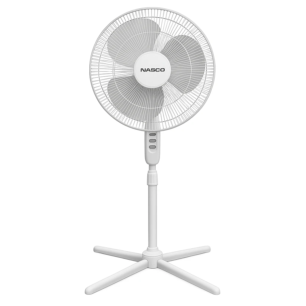 Nasco Fs40-5 - Ventilateur A Pied 16''/ 40W / 3 Vitesses / Blanc / 3 Helices / 220-240V