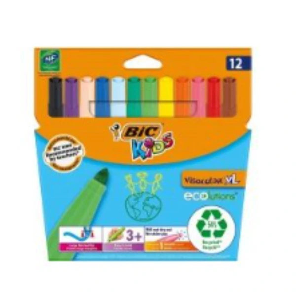 Feutres BIC Kids Visaquarelle XL – Étui de 12 Couleurs