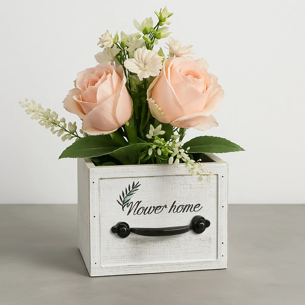 Bouquet de Fleur avec Pot motif Tiroir