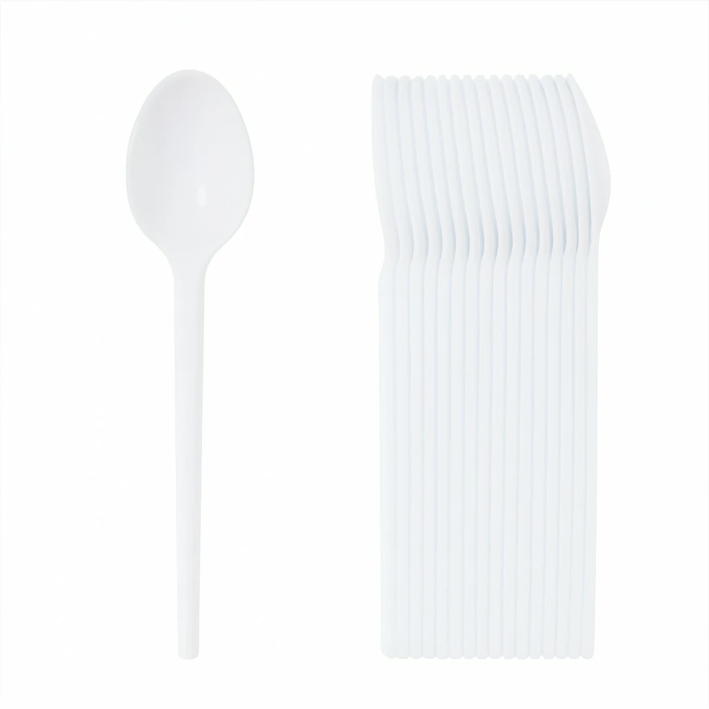 Lot de 50 Cuillères en Plastique – Blanc