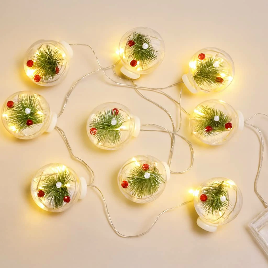 Guirlande lumineuse boules de Noël décoratives