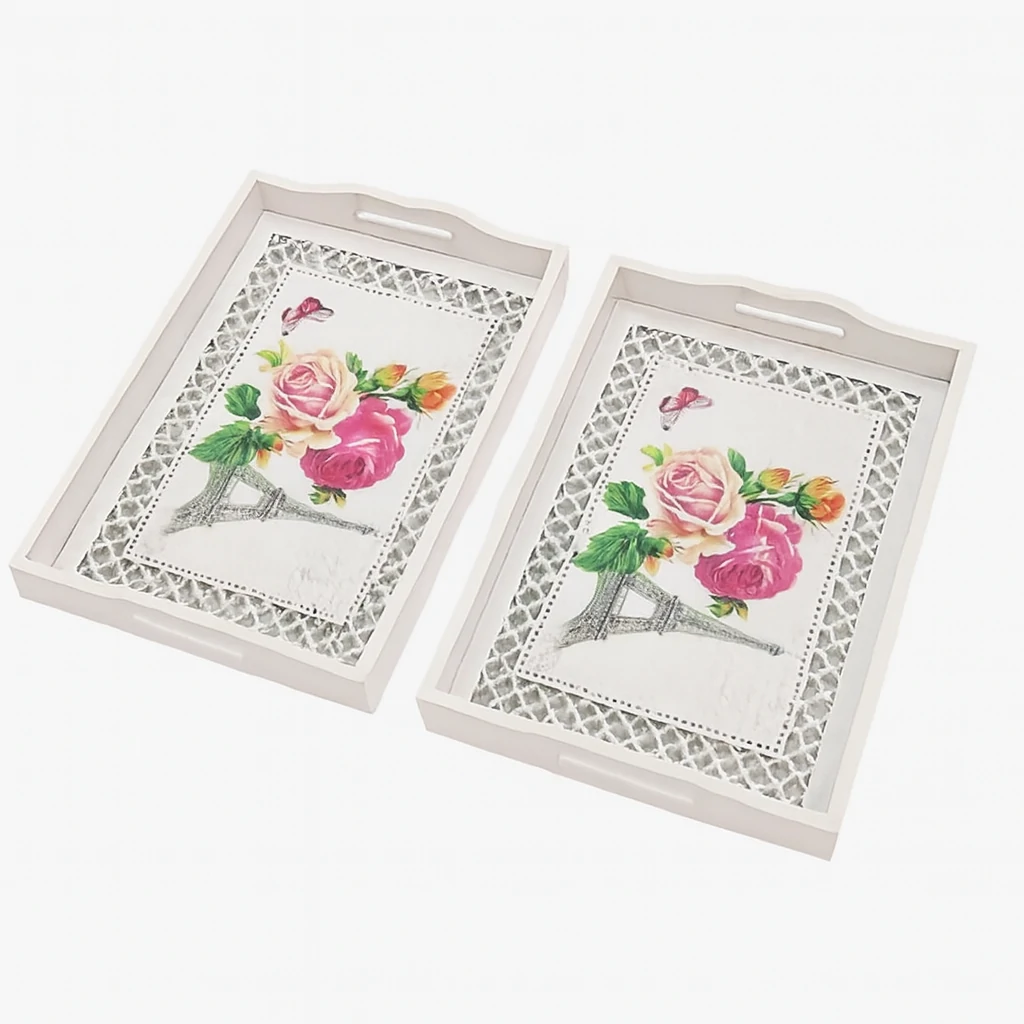 Plateaux de service décoratifs – Motif floral Parisien