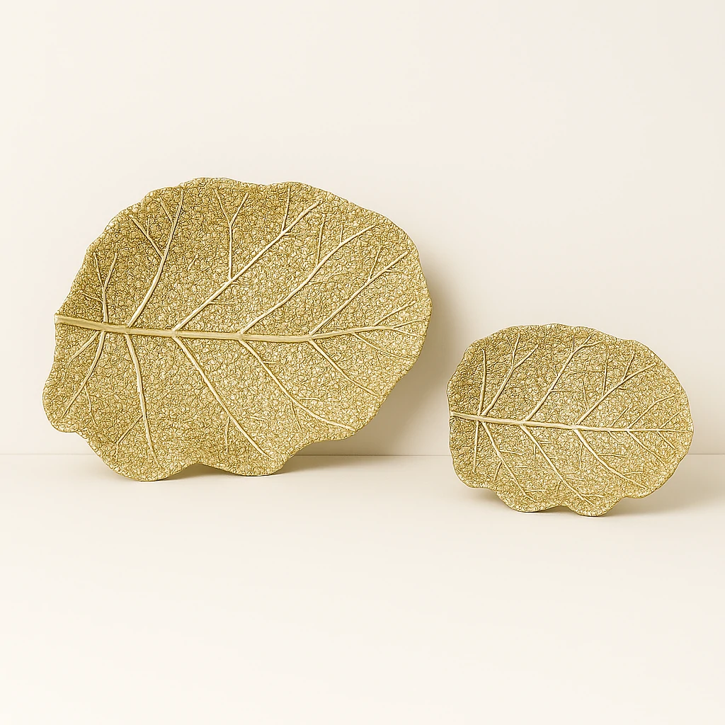 Plateaux décoratifs dorés (lot de 2)